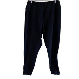 Sympli Pull on Pants Woman 12 Black Cropped Elastic Waist Stretch Jersey Knit